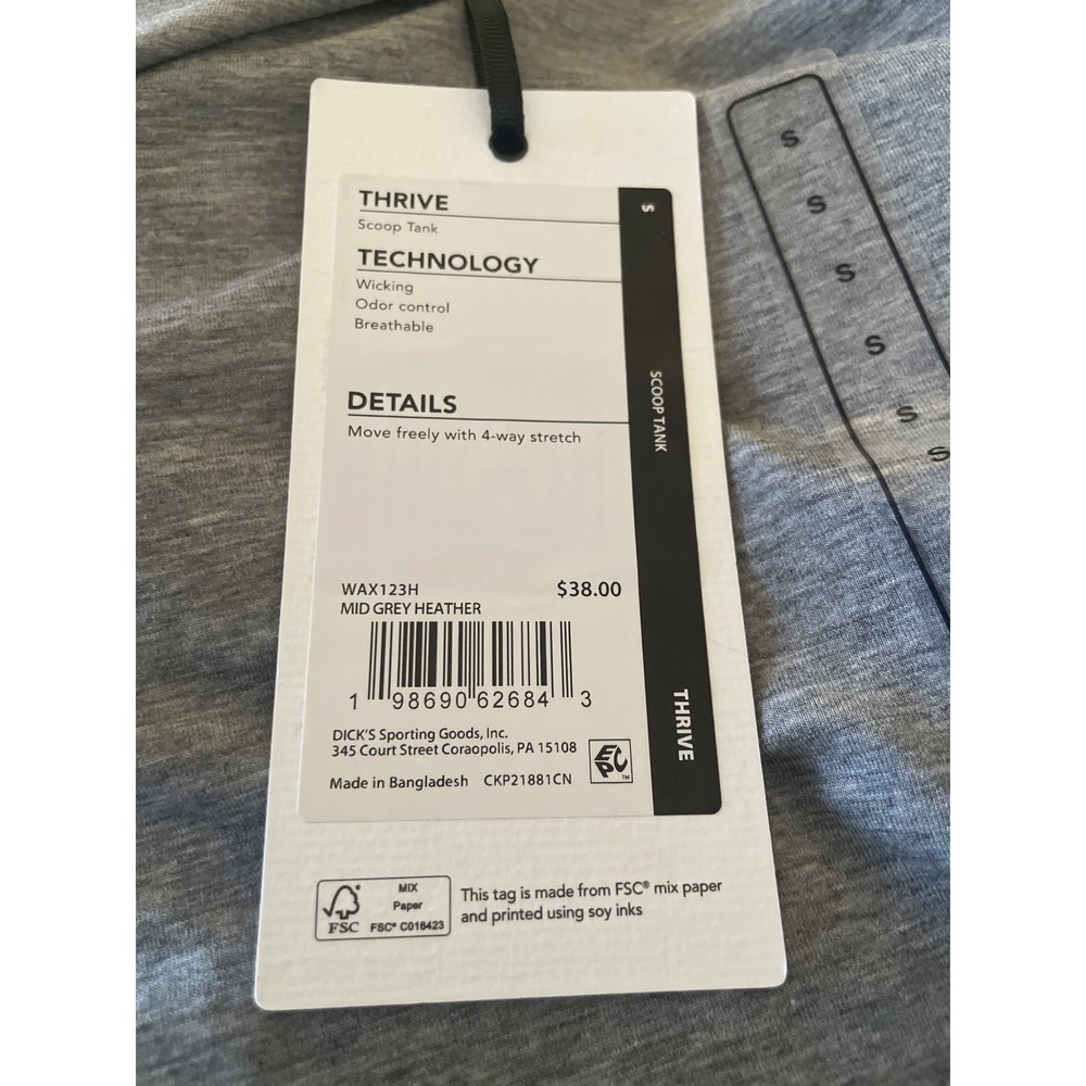 CALIA Womens Thrive Scoop Tank Mid Grey Heather Racerback Wicking Atleisure SZ S - Picture 7 of 9